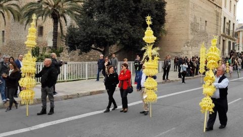 Palmas blancas trenzadas en la procesi&oacute;n de Jes&uacute;s Triunfante de Elche de 2018