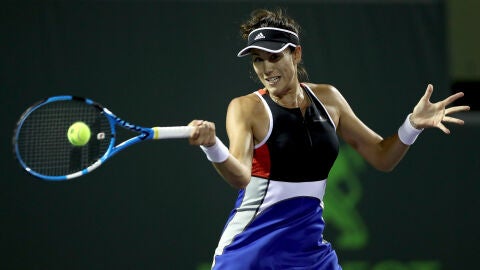 Garbi&ntilde;e Muguruza, durante su partido