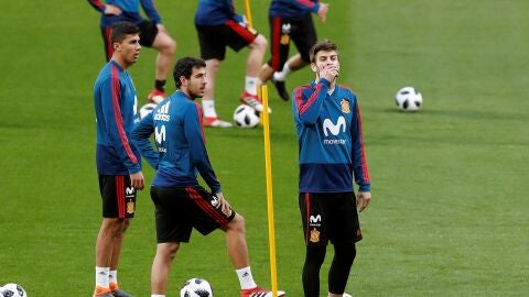Gerard Piqu&eacute;, en el entrenamiento de Espa&ntilde;a en el Wanda Metropolitano