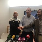 El entrenador del Iberostar Palma, Félix Alonso, y su presidente, Guillem Boscana.