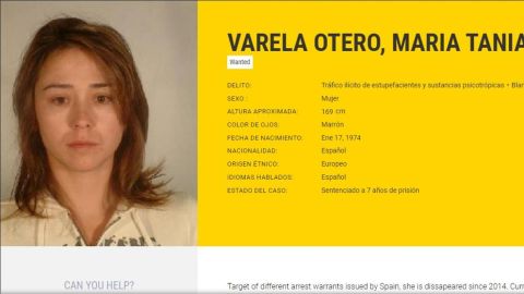 Tania Varela, en la ficha p&uacute;blica de Europol