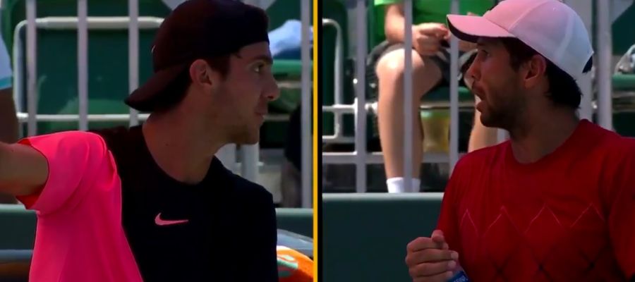 Momento del enfrentamiento entre Verdasco y Kokkinakis en Miami Momento del enfrentamiento entre Verdasco y Kokkinakis en Miami