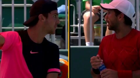 Momento del enfrentamiento entre Verdasco y Kokkinakis en Miami