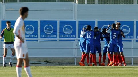 Los jugadores de Francia celebran un gol ante Espa&ntilde;a