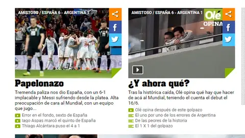 Titulares del diario 'Olé' Titulares del diario 'Olé'