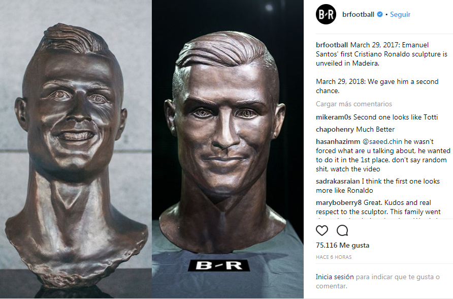El escultor del polémico busto de Cristiano Ronaldo vuelve a la carga con una versión mejorada El escultor del polémico busto de Cristiano Ronaldo vuelve a la carga con una versión mejorada