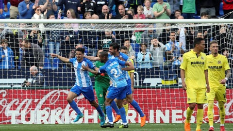 El M&aacute;laga celebra un gol ante el Villarreal