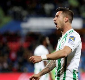 Sergio León celebra su gol contra el Getafe Sergio León celebra su gol contra el Getafe