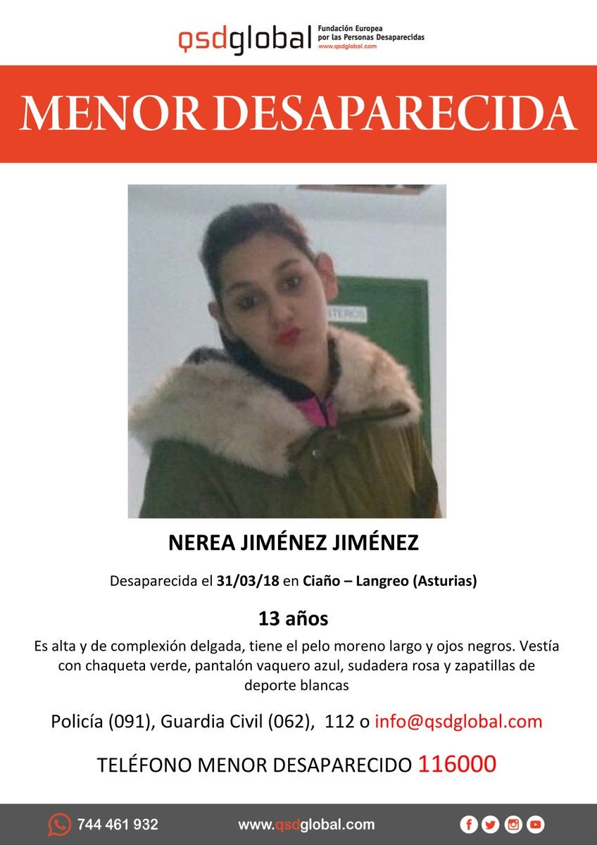La policía busca a una menor de 13 años desaparecida el sábado en Ciaño (Asturias) La policía busca a una menor de 13 años desaparecida el sábado en Ciaño (Asturias)