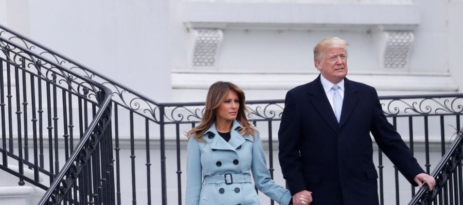 Donald y Melania Trump durante la celebración anual de la Pascua