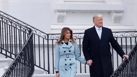 Donald y Melania Trump durante la celebración anual de la Pascua Donald y Melania Trump durante la celebración anual de la Pascua