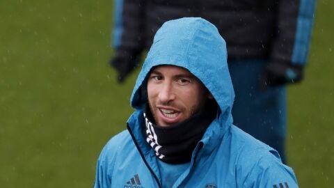 Sergio Ramos, durante un entrenamiento del Real Madrid