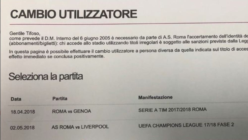 La Roma vendía entradas contra el Liverpool antes del sorteo