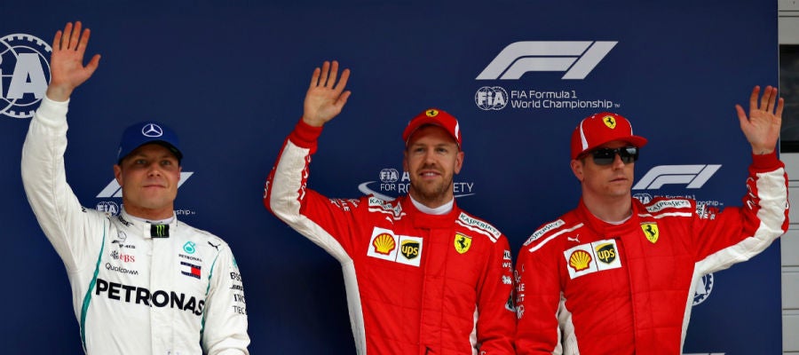 Bottas, Vettel y Raikkonen Bottas, Vettel y Raikkonen