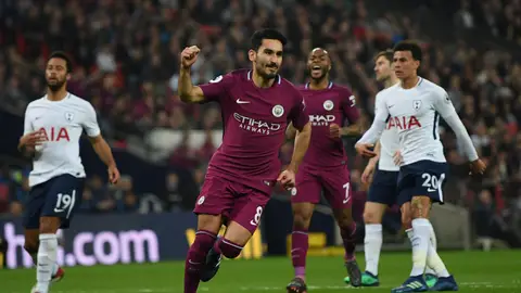 Gundogan celebra su gol ante el Tottenham Gundogan celebra su gol ante el Tottenham