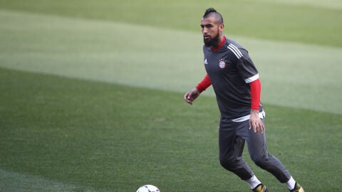 Arturo Vidal, en un entrenamiento del Bayern