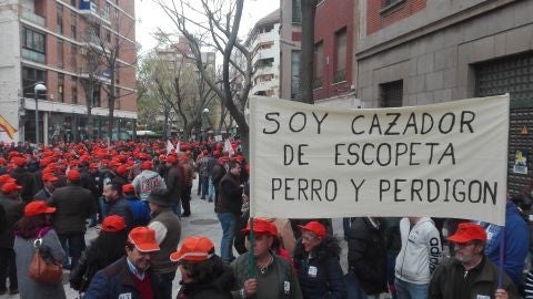 Concentraci&oacute;n de cazadores celebrada en la Plaza de Cervantes de Ciudad Real