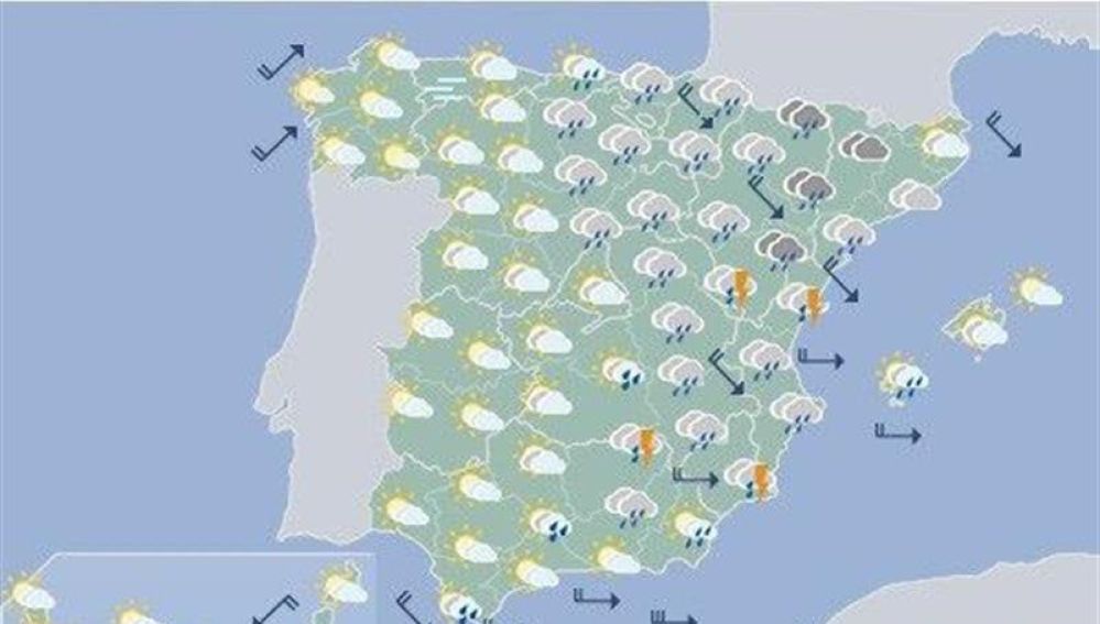 Cielos muy nubosos en el este y Baleares y soleado en el resto de España
