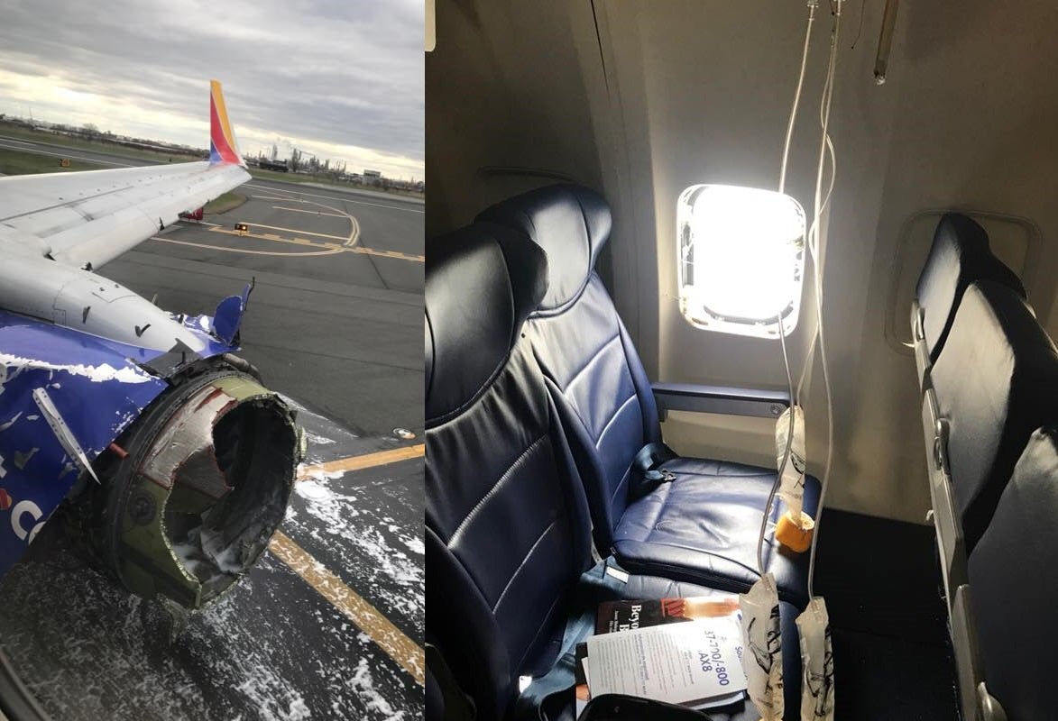 Muere una persona tras el aterrizaje de emergencia de un avión en Filadelfia tras reventarse su motor izquierdo Muere una persona tras el aterrizaje de emergencia de un avión en Filadelfia tras reventarse su motor izquierdo