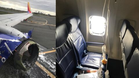 Avi&oacute;n que ha aterrizado de emergencia en Filadelfia