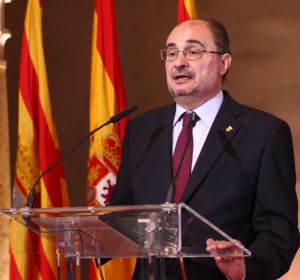 El presidente Javier Lambán en su intervención en las Cortes El presidente Javier Lambán en su intervención en las Cortes