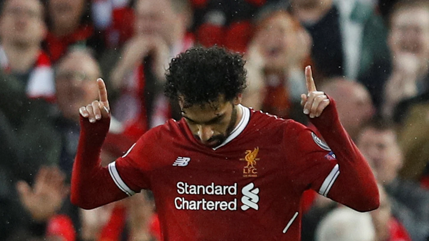 Salah celebra su segundo gol contra la Roma Salah celebra su segundo gol contra la Roma