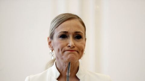 Cristina Cifuentes antes de anunciar su dimisi&oacute;n