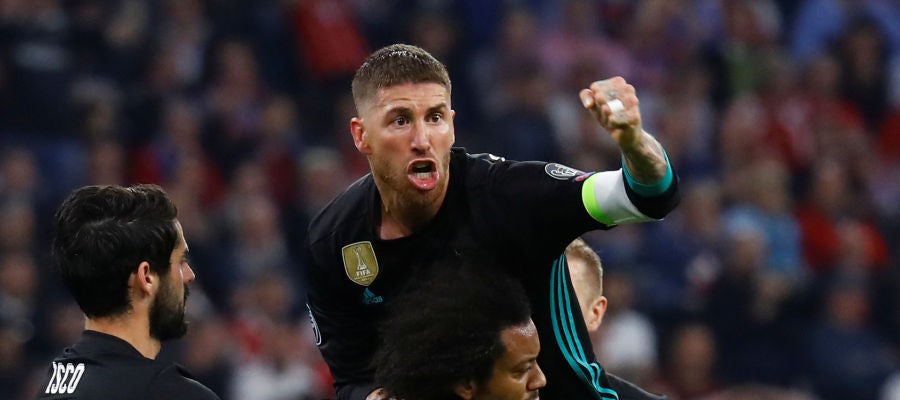 Sergio Ramos celebra uno de los goles del Madrid