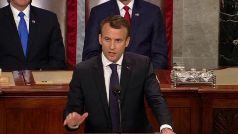 Macron advierte a EEUU de "la ilusi&oacute;n del nacionalismo" en su discurso ante el Congreso 