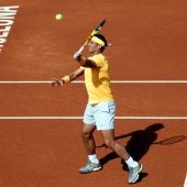 Rafa Nadal en un partido en el Conde Godó