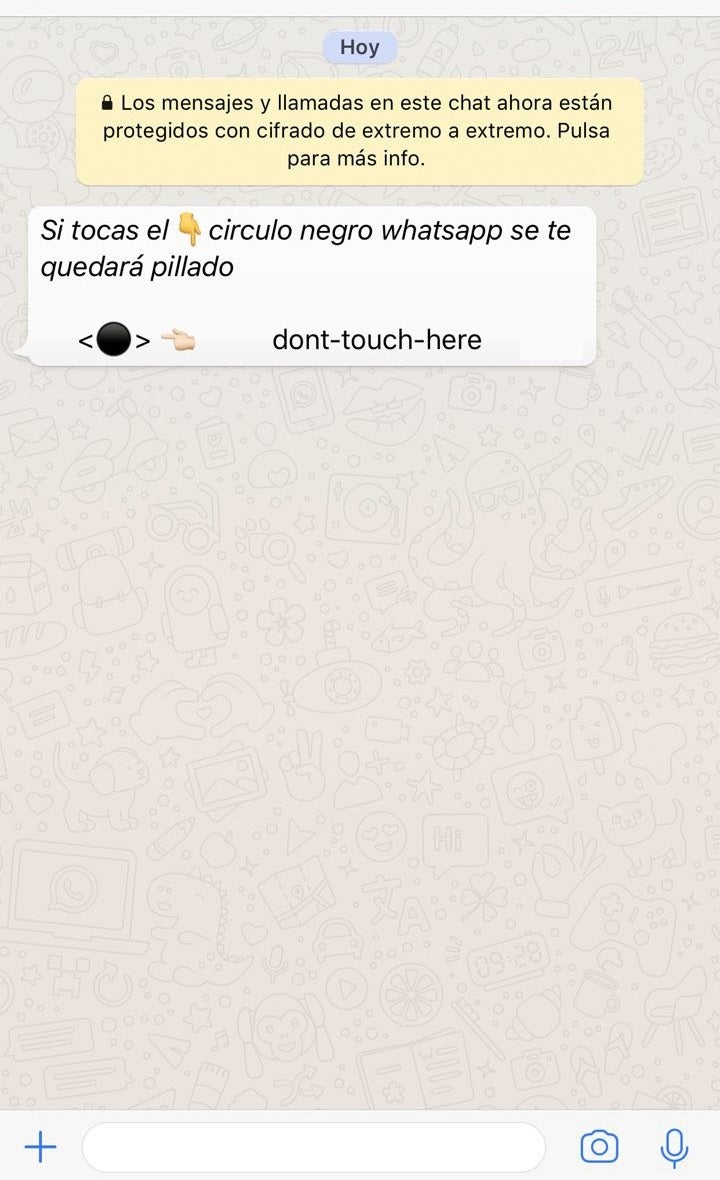 La nueva broma viral por WhatsApp: un punto negro que bloquea el móvil La nueva broma viral por WhatsApp: un punto negro que bloquea el móvil