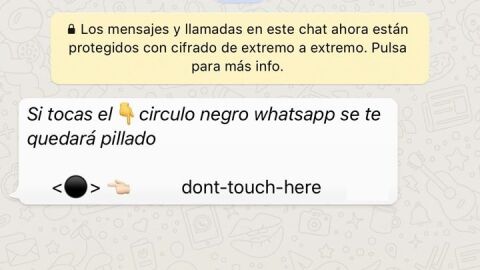 La broma del c&iacute;rculo negro que circula por WhatsApp
