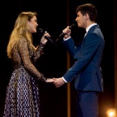 Amaia y Alfred en un ensayo de Eurovisión 2018