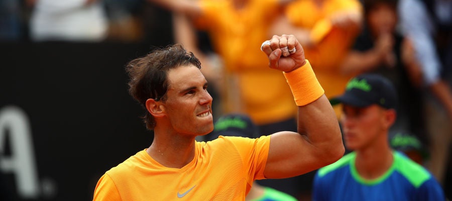 Nadal celebra su triunfo sobre Shapovalov Nadal celebra su triunfo sobre Shapovalov