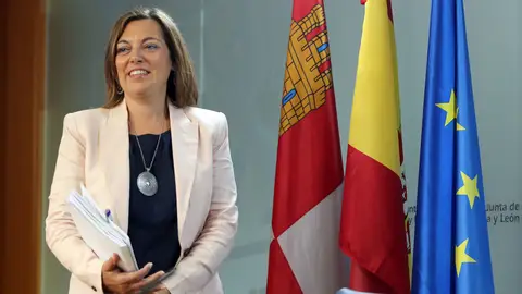 La consejera de Agricultura y portavoz de la Junta, Milagros Marcos, durante la rueda de prensa posterior al Consejo de Gobierno de Castilla y León La consejera de Agricultura y portavoz de la Junta, Milagros Marcos, durante la rueda de prensa posterior al Consejo de Gobierno de Castilla y León