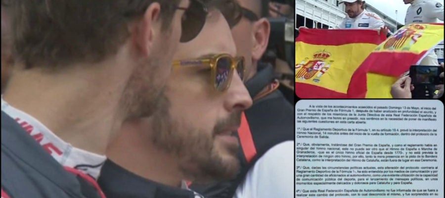 La reacción de Alonso al excesivo 'Els Segadors' La reacción de Alonso al excesivo 'Els Segadors'