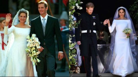 La incre&iacute;ble similitud entre el vestido de novia de Meghan Markle y el de la infanta Cristina
