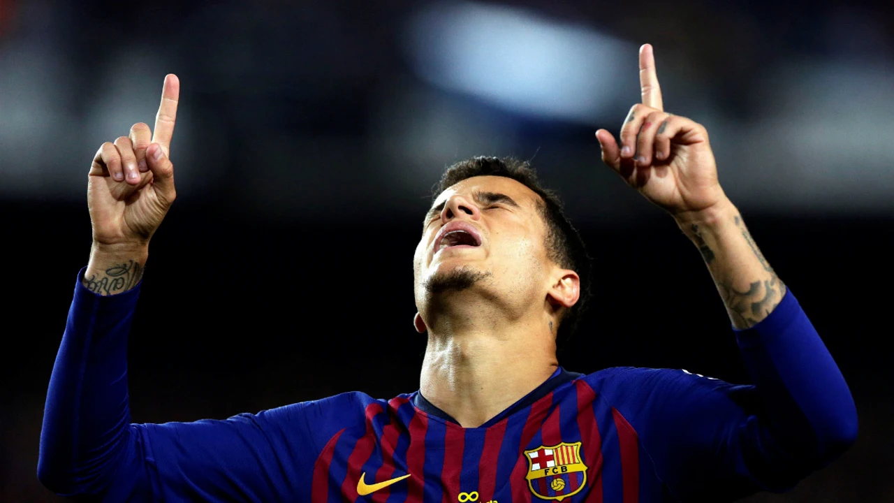 Coutinho celebra un gol