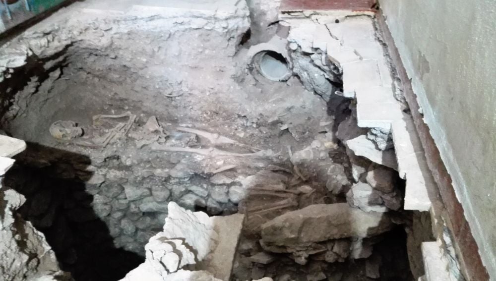Restos humanos encontrados en el subsuelo de la iglesia de La Merced de Elche