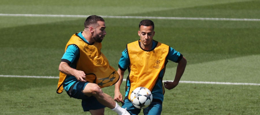 Dani Carvajal junto a Lucas Vázquez en Valdebebas Dani Carvajal junto a Lucas Vázquez en Valdebebas