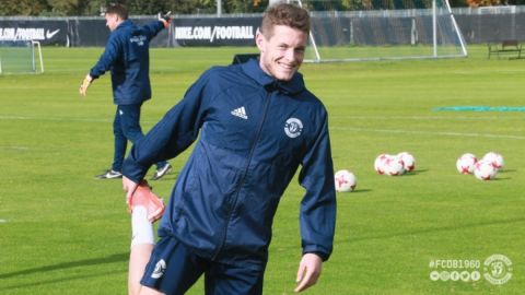 El futbolista Borja Docal durante su etapa en el Dinamo Brest