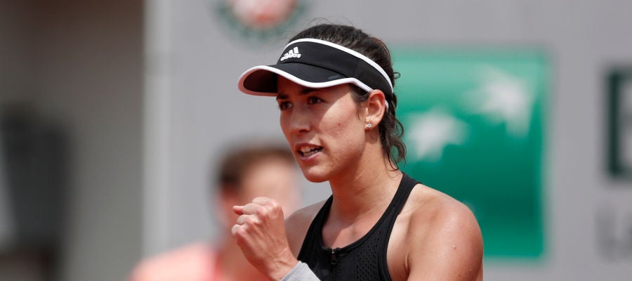 Muguruza celebra su victoria ante Ferro Muguruza celebra su victoria ante Ferro