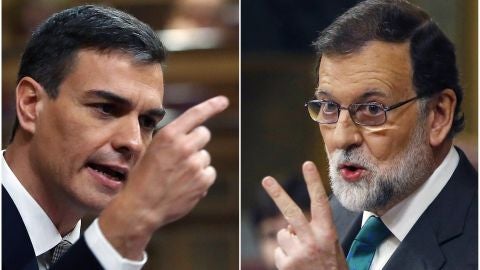 El presidente del Gobierno, Mariano Rajoy, y el l&iacute;der del PSOE, Pedro S&aacute;nchez