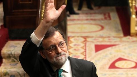 Rajoy al salir del debate de la moci&oacute;n de censura