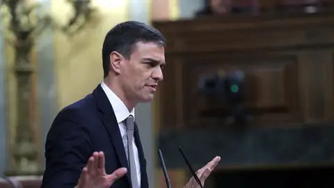 El líder del PSOE, Pedro Sánchez durante su intervención en el debate El líder del PSOE, Pedro Sánchez durante su intervención en el debate
