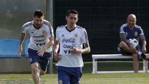 Messi, Di Mar&iacute;a y Sampaoli