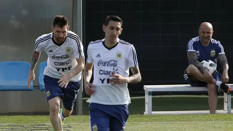Messi, Di María y Sampaoli Messi, Di María y Sampaoli