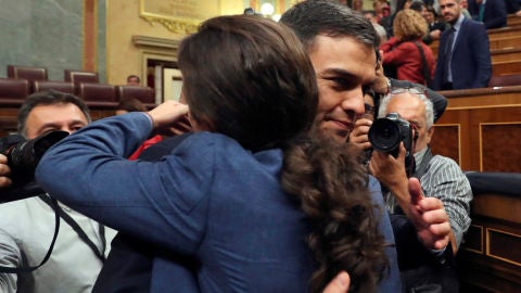 Pedro S&aacute;nchez y Pablo Iglesias en el Congreso