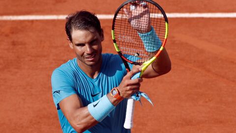 Rafa Nadal celebra su victoria en tierra batida