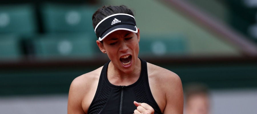 Garbiñe Muguruza celebra un punto Garbiñe Muguruza celebra un punto